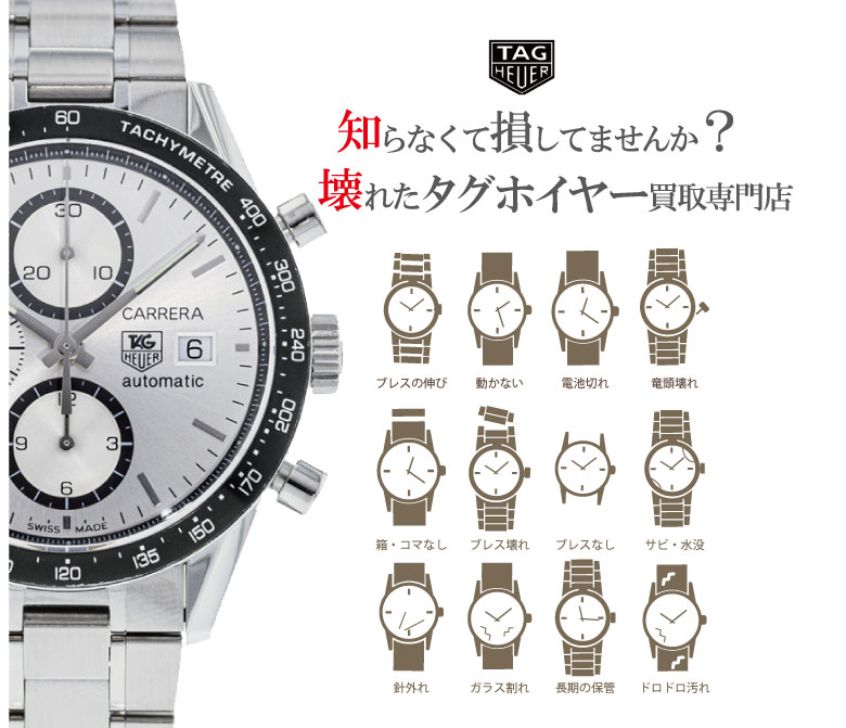 ぼろぼろ壊れたタグホイヤー買い取り